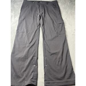 Prana Hiking Pants Roll Up Stretch Men’s Sz XXL Nylon Belt‎ Gray Straight Leg